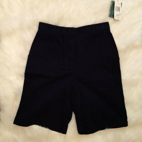 Lauren Ralph Lauren Hyanni Sport Navy Blue Cotton Twill Chino Shorts Womens 6 - Picture 1 of 4